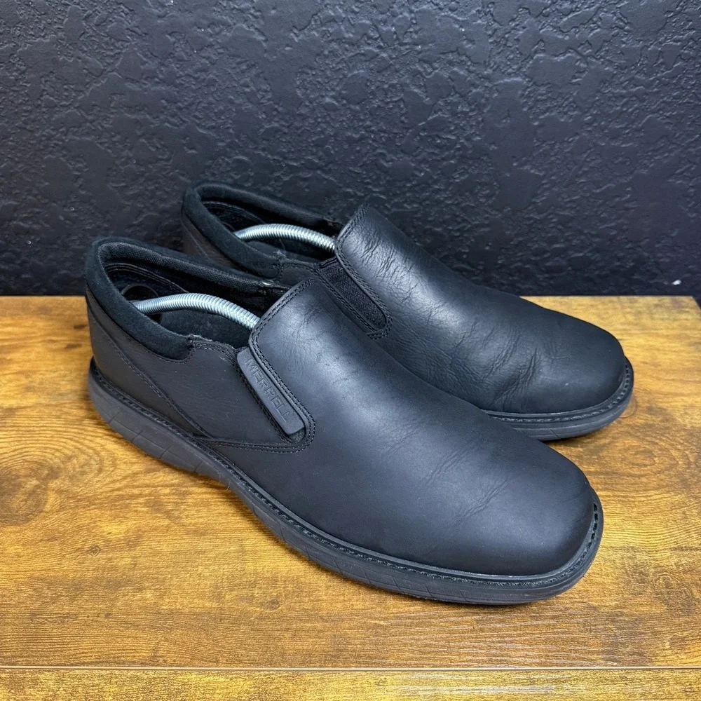 Merrell World Legend 2 J94005 Black Leather Slip On‎ Loafers Mens 12